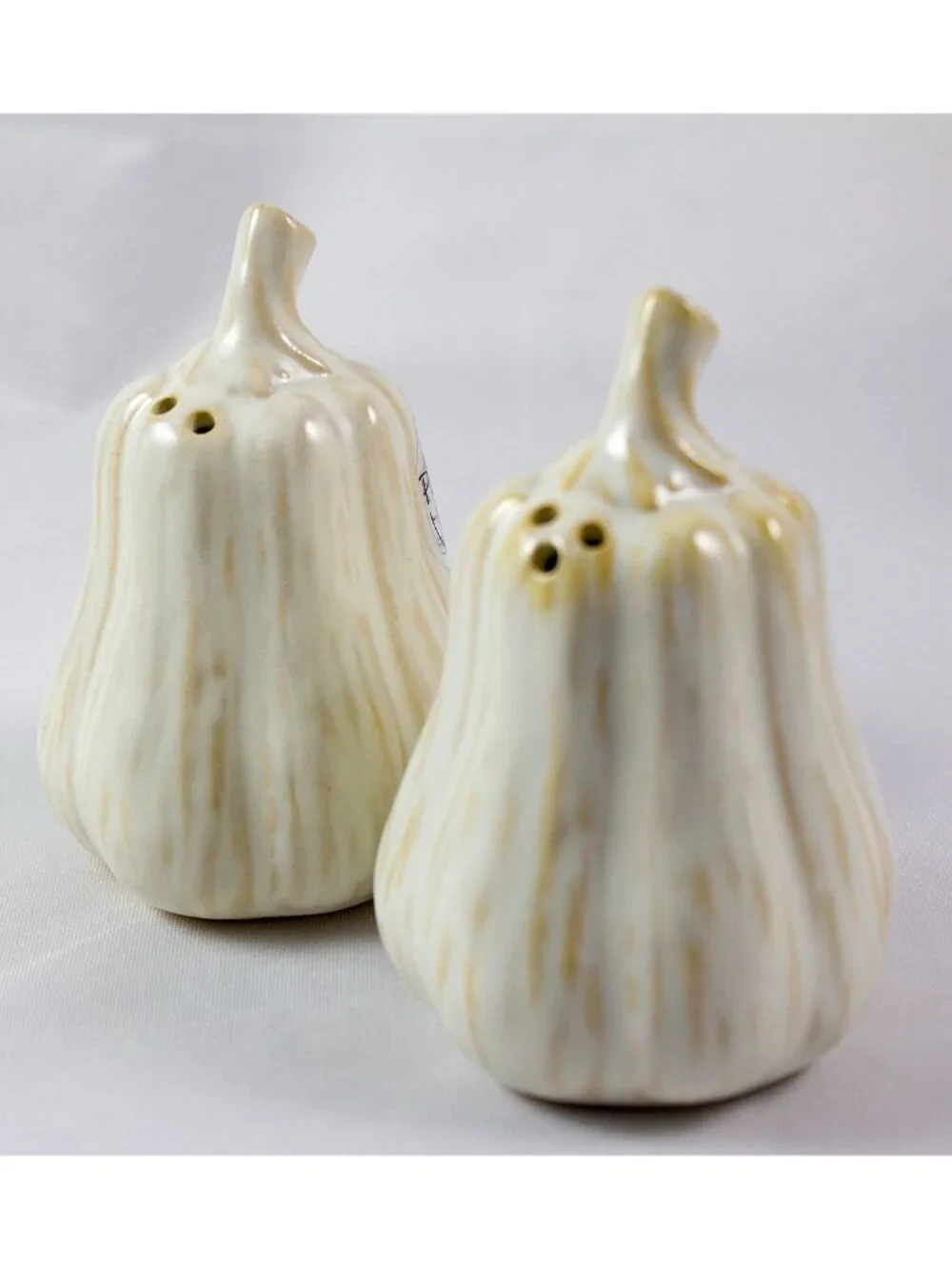 Potter' Studio Cream Glazed Stoneware Squash Gourd Salt & Pepper Set